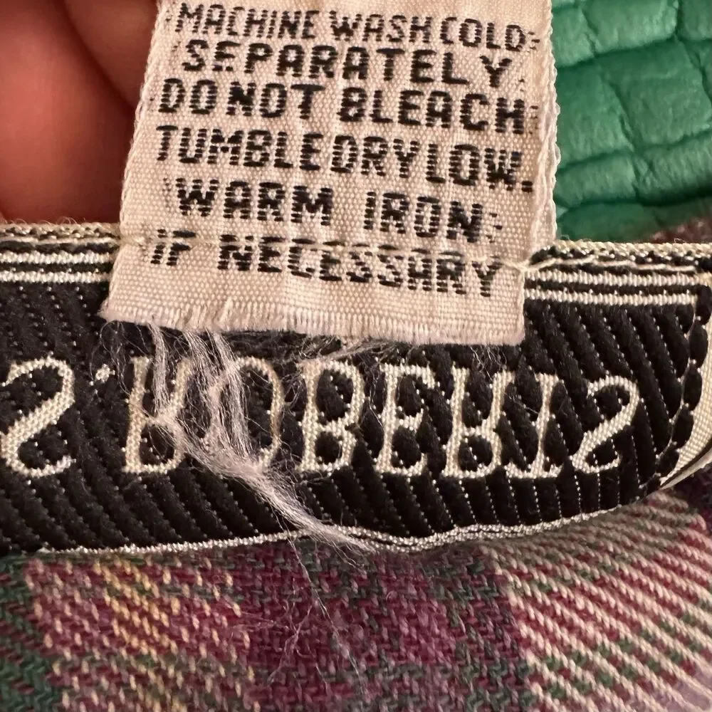 Vintage 90s Dress 16 Purple Green Plaid Flannel Contrast Collar Maxi S. Roberts - Picture 7 of 15